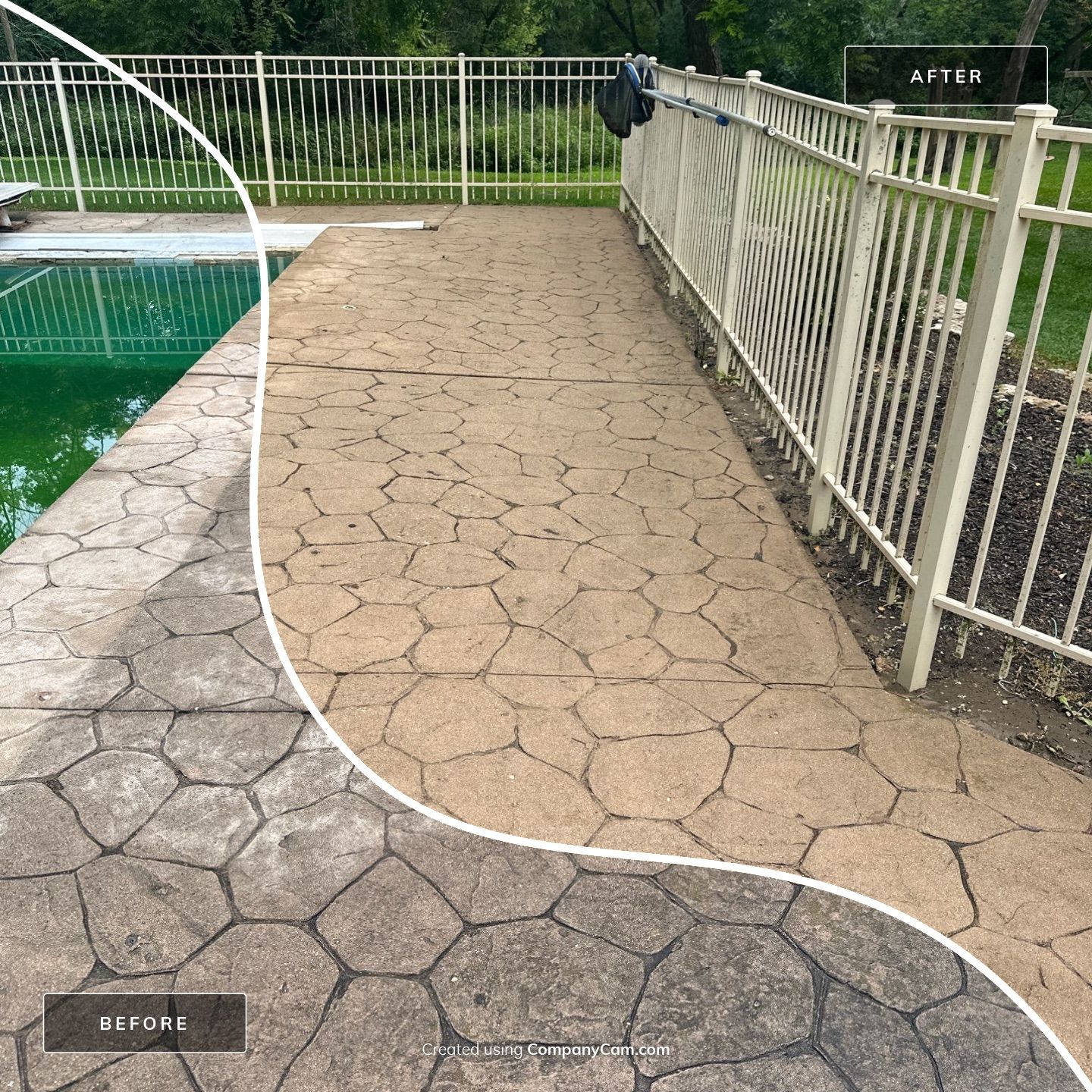 Before and after power washing